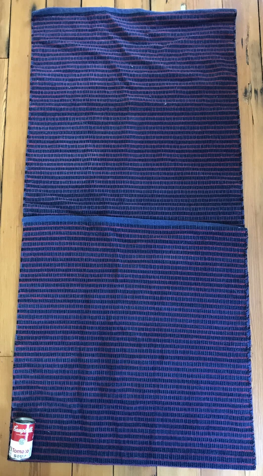 Alfombra de corredor de colección Kilim Flatweave azul marino rojo a rayas tejida 100 % lana 95 x 31 Foto 2 de 4