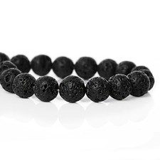 Lava Rock Gemstone Beads - Natural Dyed Black Crystals - 8mm - 1 Strand - 50 Pcs