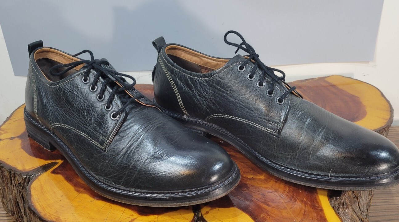 SAOLA Scarpa derby Lucky Brand da uomo taglia 10M in pelle nera con lacci punta liscia e mini ansa