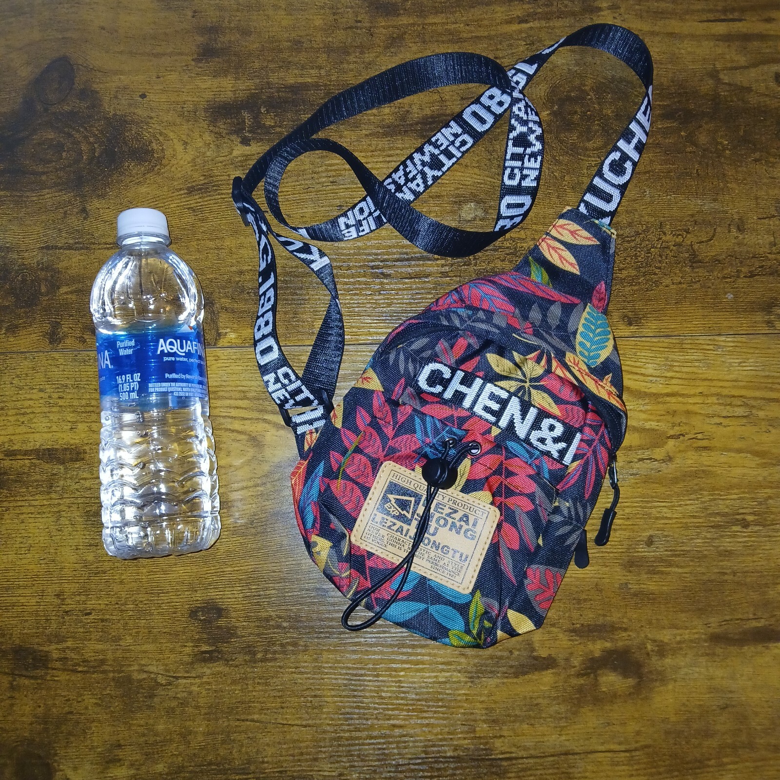 Mini Leaf Print Letter Patch Decor Sling Bag - image 2