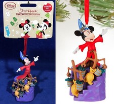 New SORCERER MICKEY MOUSE Fantasia LIGHT-UP Disney SKETCHBOOK ORNAMENT Brooms