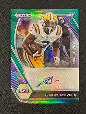 JaCoby Stevens 2021 Prizm Draft Picks Auto Rookie Green LSU DPA-JAC