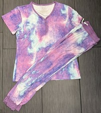 Little Sleepies Women  s Bamboo Purple/Pink Tie Dye Pajama Set Size Large