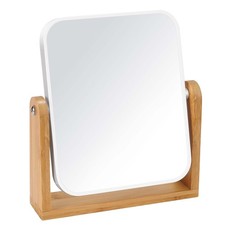 Vanity Makeup Mirror with Natural Bamboo Stand, Double Sided 360 Degree Swivel