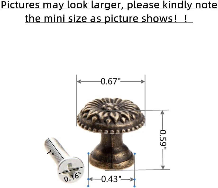 Perillas de latón antiguas duraderas - Paquete de 5 tiradores de cajón redondos para almacenamiento elegante Foto 4 de 4