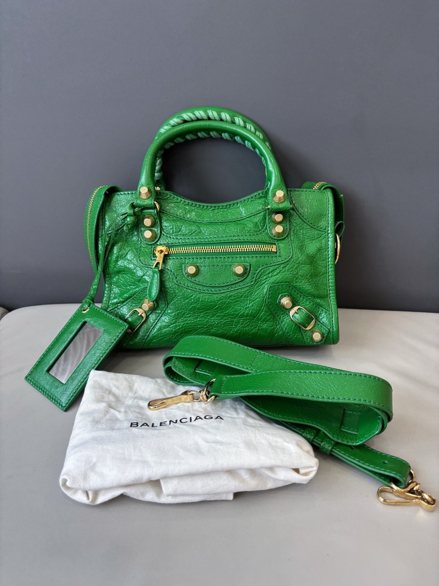Balenciaga ハンドバッグ グリーン Balenciaga City Mini Handbag Shoulder Crossbody Bag Green Lambskin
