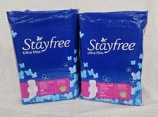 Stayfree Ultra Thin Super Long Pads with Wings 2 Packs Of 32 Each 64 Pads Total