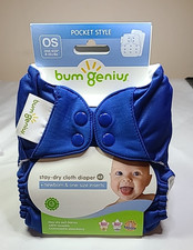 BumGenius 4.0 Snap Blue Pocket Diaper One Size Newborn Cloth Diaper 8-35 lbs