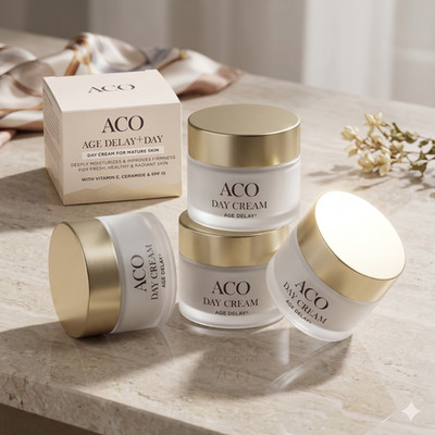 4 PACK - ACO Face Age Delay+ Day Cream   Anti-Ageing Facial Moisturizer