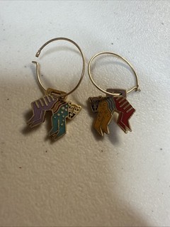 Laurel Burch Mythical Monkey Red Teal Purple Yello Earring Cloisonne RETIRED