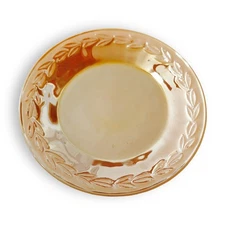 Fire King Peach Lustreware Laurel Leaf Dinner Plates Vintage Milk Glass Set of 6