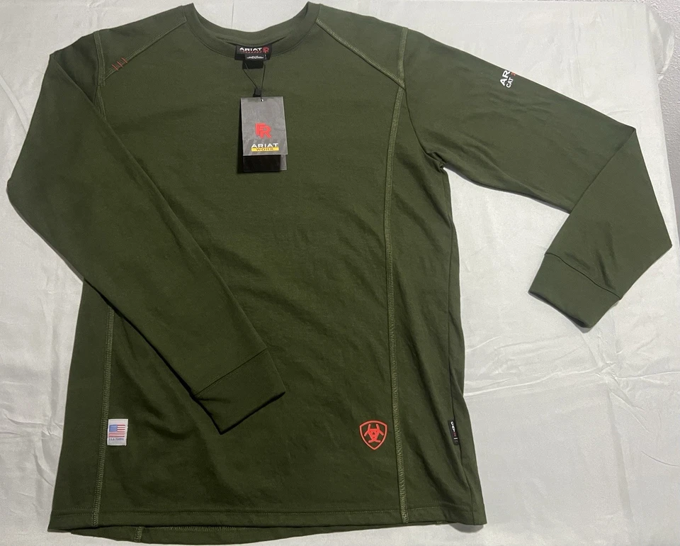 ARIAT FR CAT 2 ROUGHNECK SKULL T-SHIRT (FIRE RESISTANT) SOLID GREEN MEDIUM - Image 2 of 2