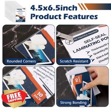 100 Pack 4x6 Inch Self Sealing Laminating Pouches No Heat