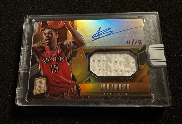 AMIR JOHNSON 2015-16 Panini Replay 2013-14 Spectra AUTO JERSEY #11/13 ORANGE /20