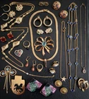 Bulk VTG Lot Gold Estate Costume Jewelry Collection Mix 80s Signed Avon Earrings