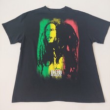 Bob Marley T-Shirt XL Black Zion Rootswear Reggae Rasta Rap Tee Y2K