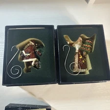 Vintage Lang And Wise Ornaments - Goodwill Santa And Skating Santa In Box