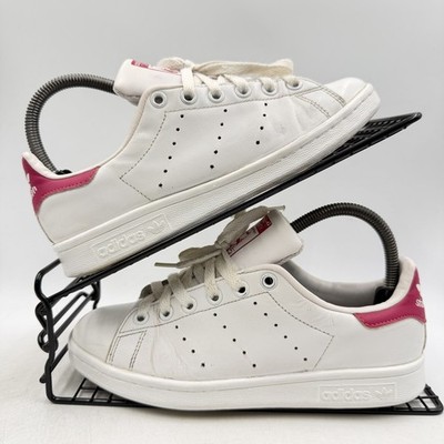Adidas Stan Smith Weiß Rosa Turnschuhe Größe UK 4 Damen Leder Low Top B32703