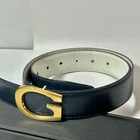 GUCCI G Buckle Leather Belt Navy Size 30	in