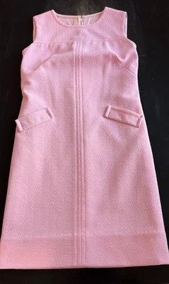 Vintage 60s Pink Sheath Shift Dress Jackie O Medium - Image 1 of 4