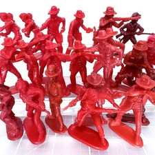 Plastic Old Western Cowboy Gunslingers Toy Soldier Red Mixed Scale Figures