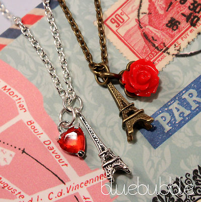 VINTAGE STYLE SMALL MINI EIFFEL TOWER NECKLACE LOVE PARIS SHABBY CHIC VALENTINE 