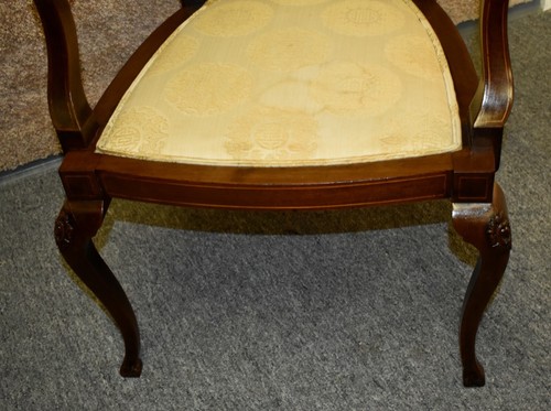 Antique Edwardian Style Inlaid Mahogany Boudior Chair - Picture 2 of 13
