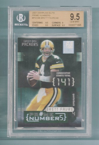 BRETT FAVRE 2001 DONRUSS ELITE PRIME NUMBERS # 40/40 PACKERS BGS 9.5 GEM MINT - Afbeelding 1 van 2