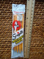 VTG NOS Scripto Refillable Pencil .7mm HB Thin Leads Auto Led Feed 4 Pack 1985