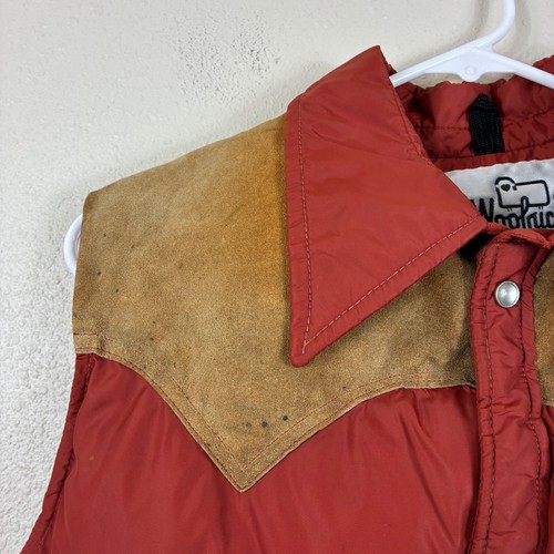VTG Woolrich Down Puffer Pearl Snap Suede Yoke Vest Sz XL Gorpcore Retro - Picture 5 of 9