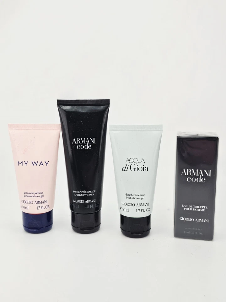 Giorgio Armani Code Eau De Toilette Shave Balm Acqua Di Gioia Shower Gel 4Pc Set Foto 4 de 4