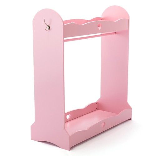 Pink Kids Armoire Dress-Up Open Closet Wardrobe Girls Gift w/ Mirror,Side Pocket - Picture 16 of 23