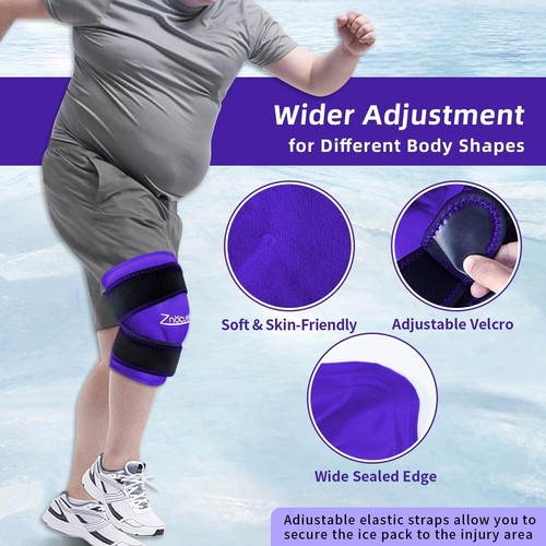Enhanced Knee Ice Pack Wrap for Pain Relief, Large Gel Ice Pack for Knee Leg Inj - Picture 4 of 8