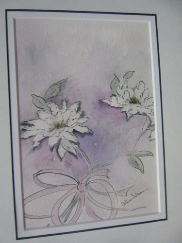 ORIGINAL INK & WATERCOLOR FLORAL PAINTING NEBRASKA ARTIST ARLINE NELSON NICE! - Picture 3 of 10
