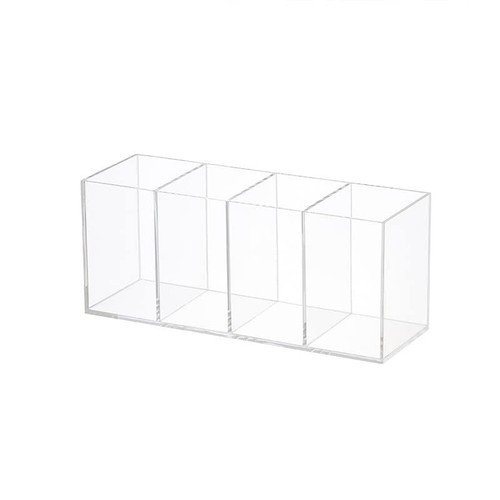 Acrylic Pen Holder 4 Compartments Clear Pencil Organizer Makeup Brush... - Picture 5 of 7