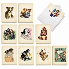 20 Assorted Blank Notecards w/ Envelopes (10 Designs, 2 Each) Vintage Dogs