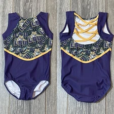 NEW Custom Louisiana State University LSU Tigers Strappy Back Gymnastics Leotard