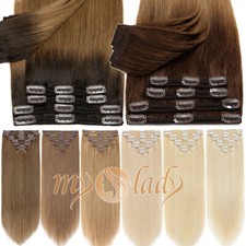 Thick Double Weft Clip In Real Remy Human Hair Extensions Full Head Ombre MYLADY