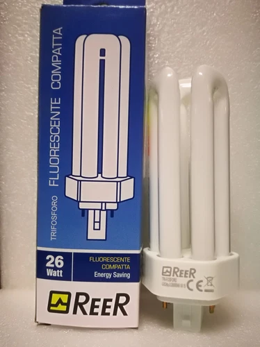 Lampada fluorescente trifosforo conpatta 26W GX24q-3 4000K REER - Foto 1 di 4