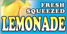 18x36 Inch FRESH SQUEEZED LEMONADE Vinyl Banner Sign - bb