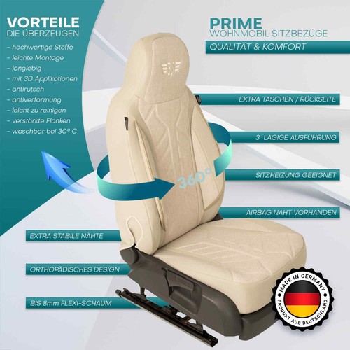 Fundas de asiento adecuadas para Knaus Tabbert Camper Van California Ocean 630 (beige) - Imagen 11 de 13