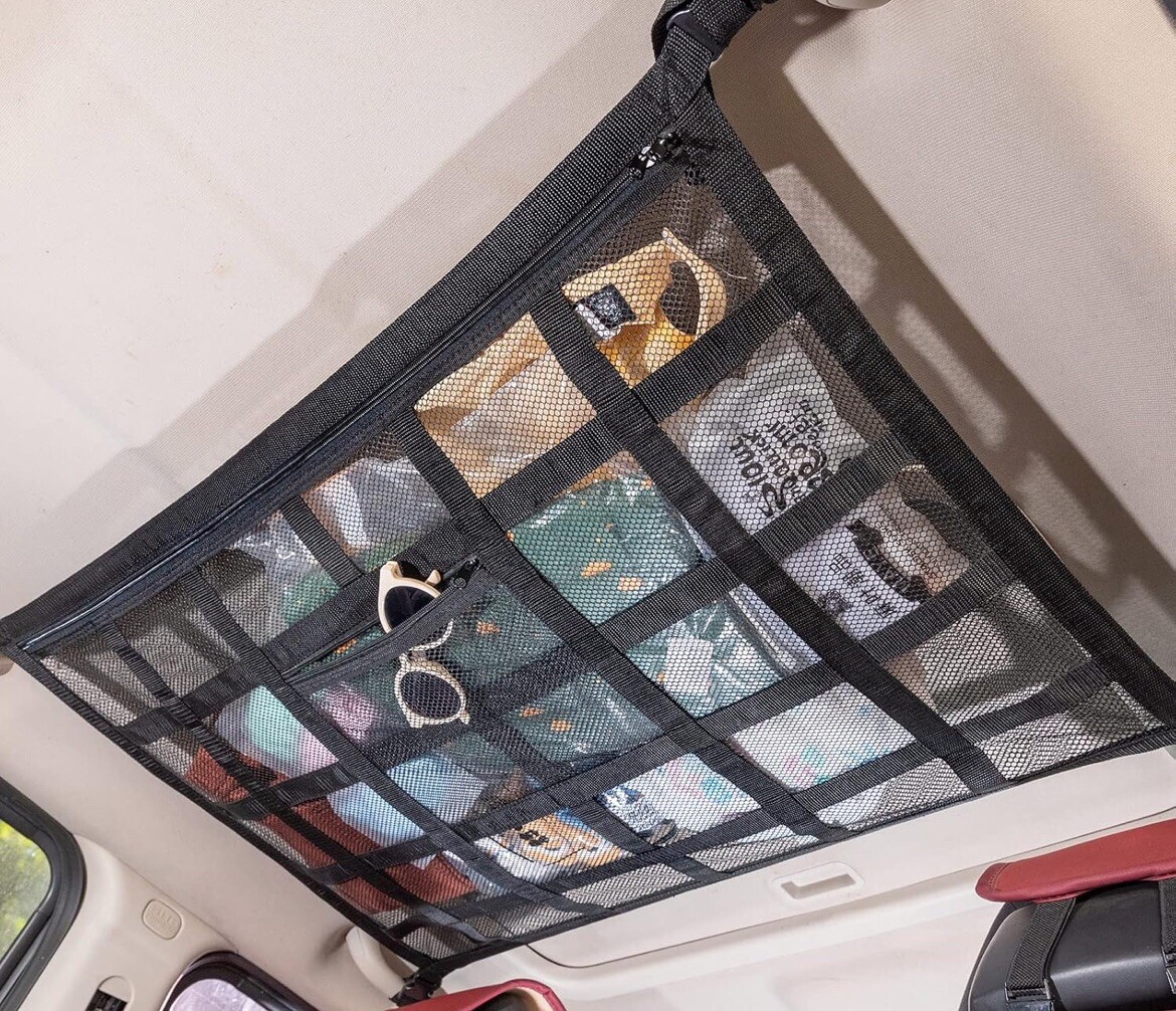 Car Ceiling Cargo Net Storage For Most Cars & Suvs