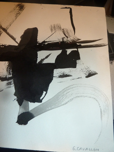 Original Abstract Painting Signed "G. Cavallon" c.1970 - like Franz Kline - Picture 6 of 15