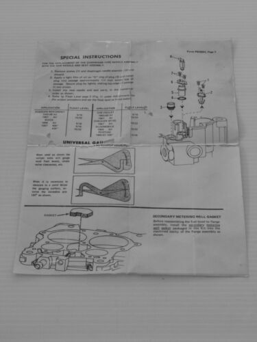 CLASIC Q-JET  FLOAT  & ASSEMBLY INSTRUCTIONS  CPC-284 - Picture 1 of 1