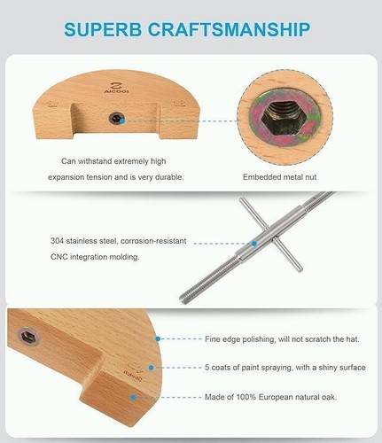 Hat Stretcher for Fitted Hats and Men Cowboy Hat Jack Stretcher The Screw with - Picture 11 of 15