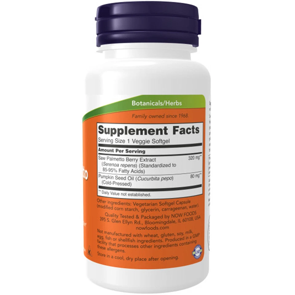 Now Foods, estratto di Saw Palmetto, 320 mg, 90 veg. Capsule morbide - spediz... - Immagine 3 di 3