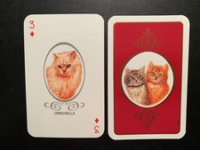 Swap Playing Card  CATS  CHINCHILLA  THREE OF DIAMONDS  Bridge Card BELGIUM 1988