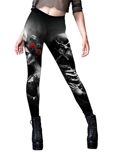 Halloween Alien Magic Witch Wednesday The Hand Leggings Women Yoga Fitness Pants - Picture 12 of 26