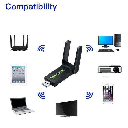 USB 3.0 WIFI Adapter 1300mbps Wireless Dongle Dual 2.4G/5G Dual Band K9D6 X0N0 - Afbeelding 13 van 14