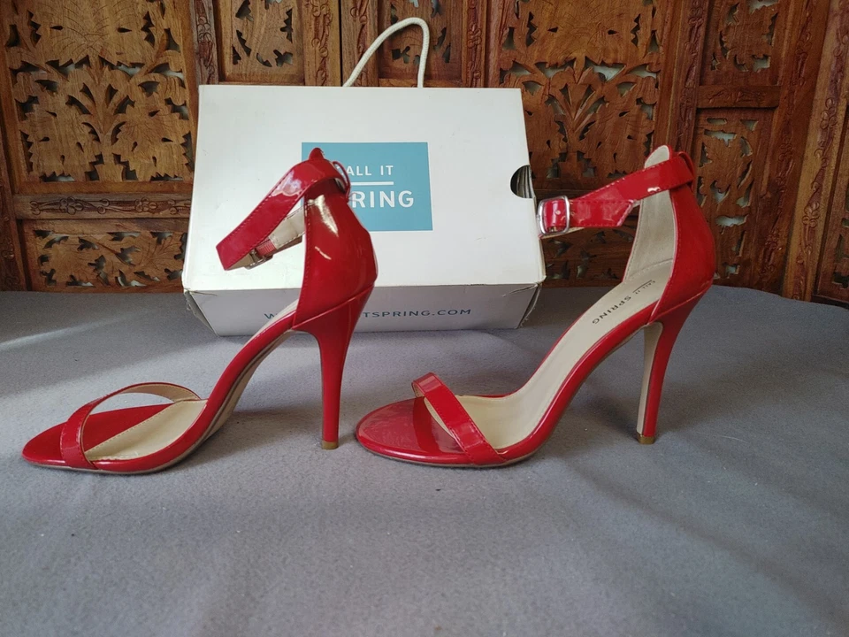 CALL IT SPRING Jechta Open Toe Strappy Pump NIB MSRP $45 RED Super Cute - Image 2 of 4
